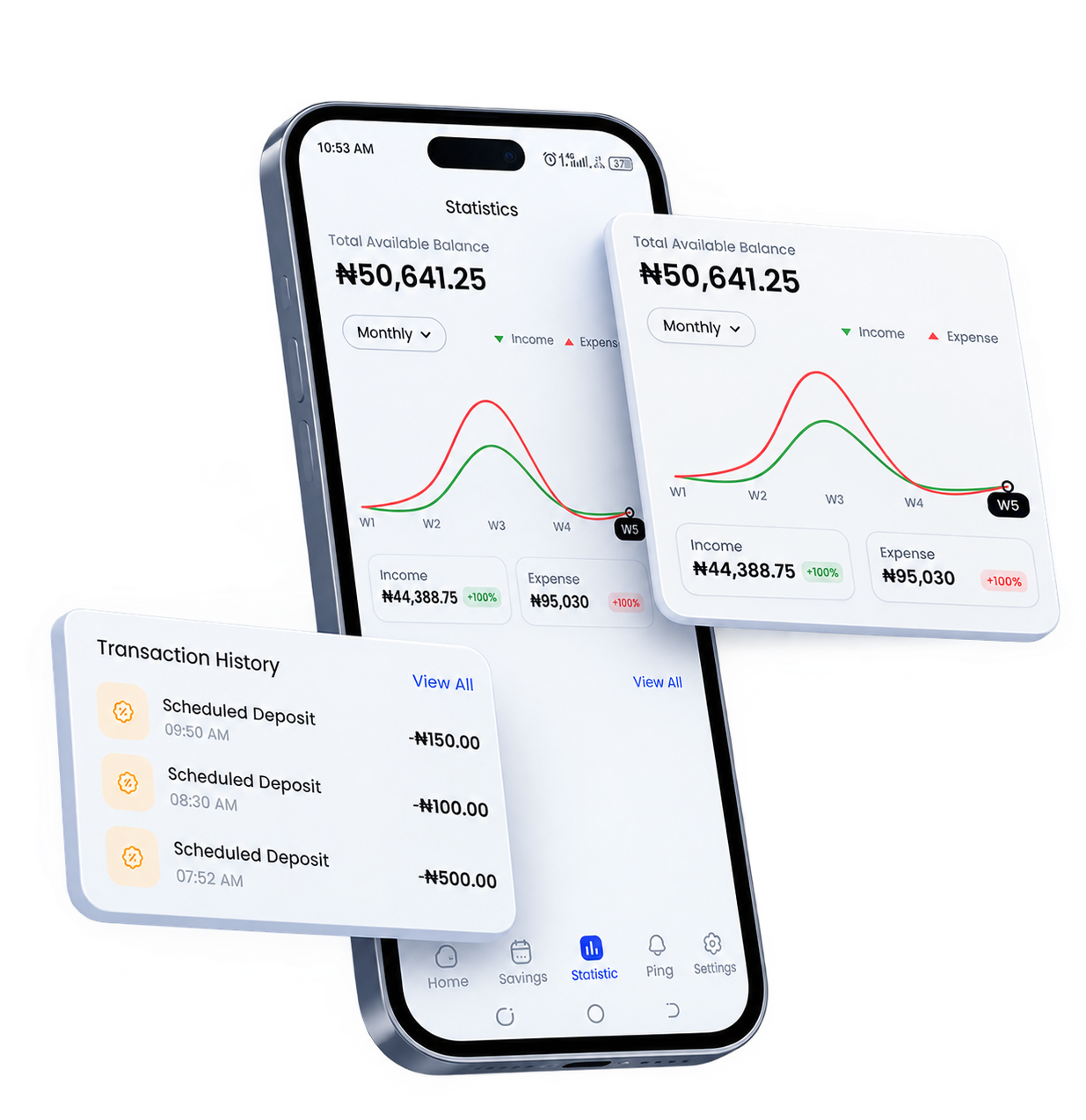 Pulse savings analytics and transaction history