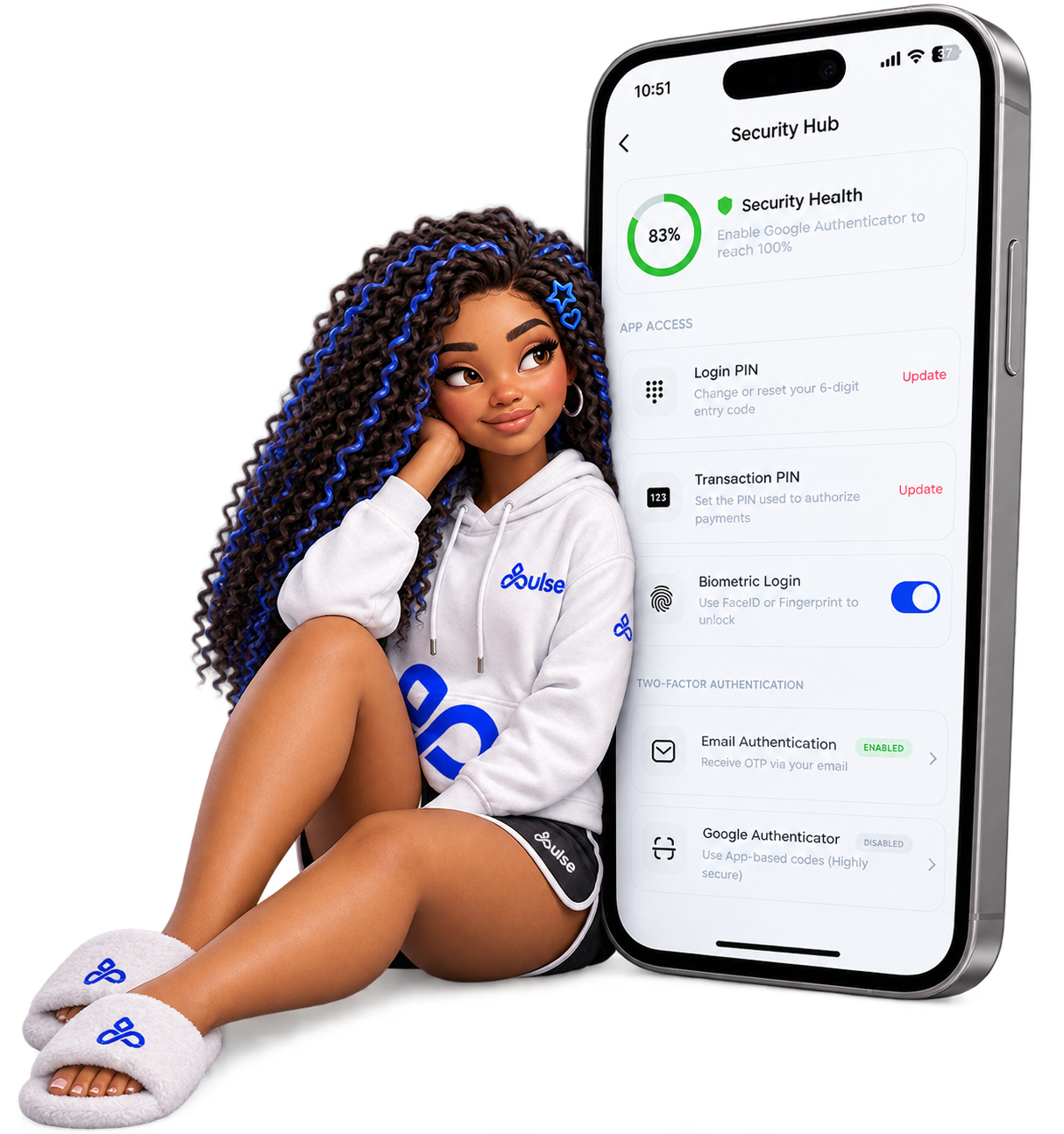 Pulse security hub with branded character